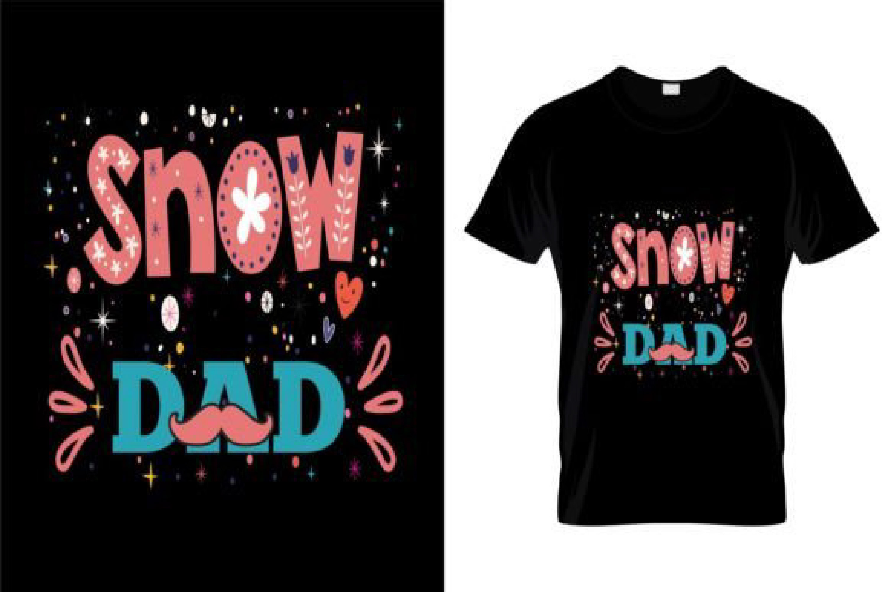 Image of a black t-shirt with a sophisticated print on the theme of paternity.