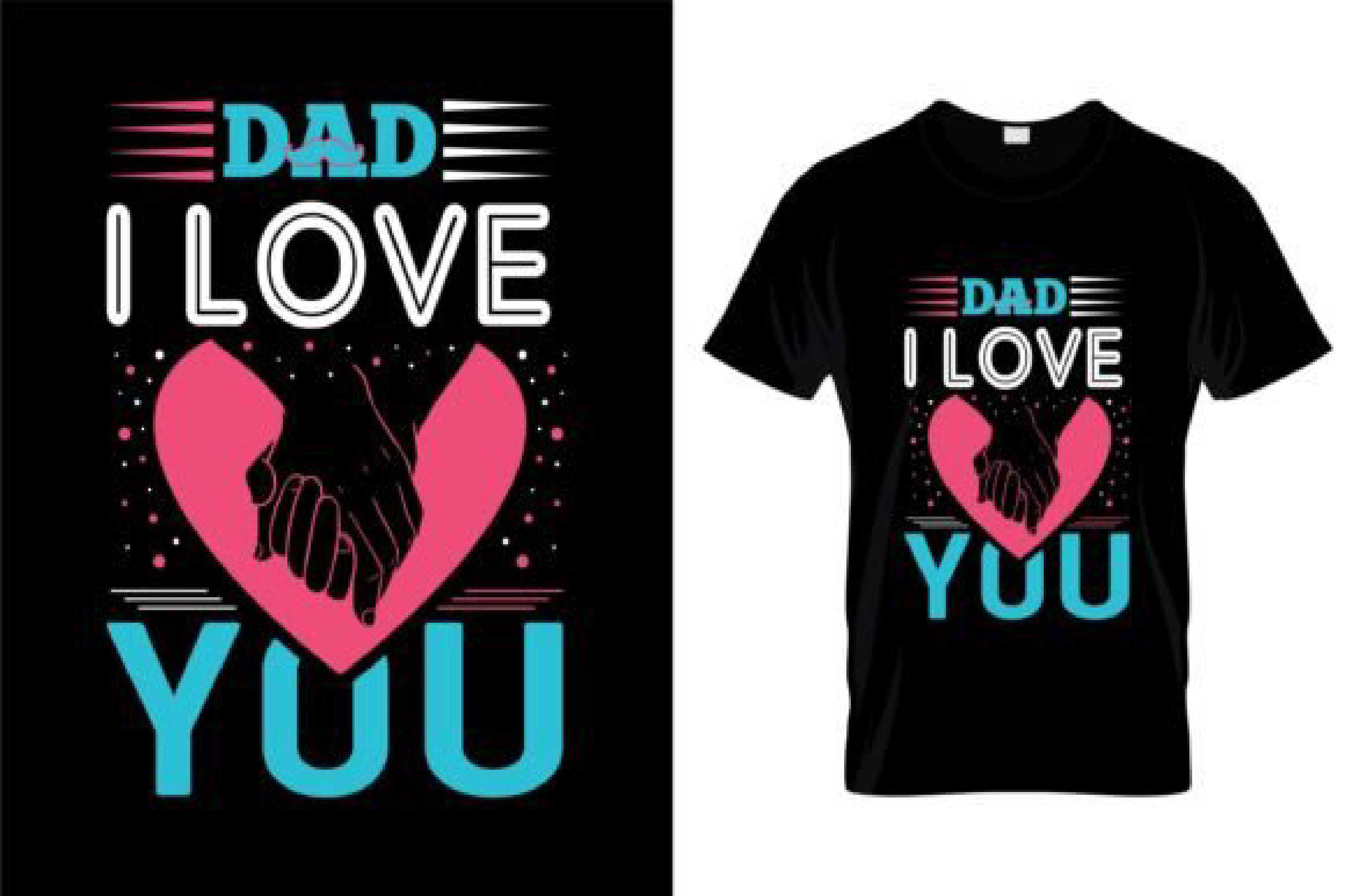 Image of a black t-shirt with an elegant print on the theme of paternity.