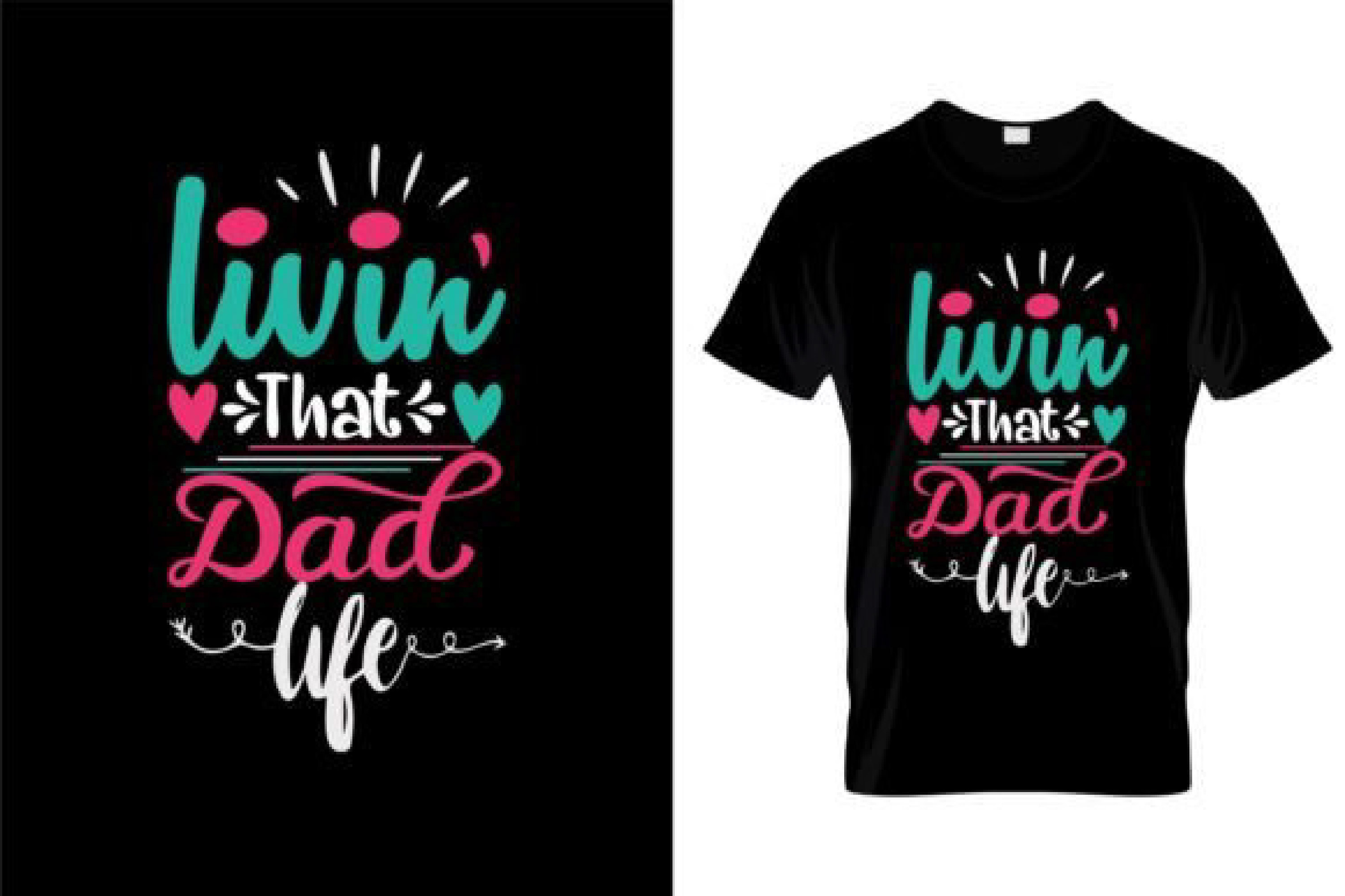 Image of a black t-shirt with an amazing print on the theme of fatherhood.