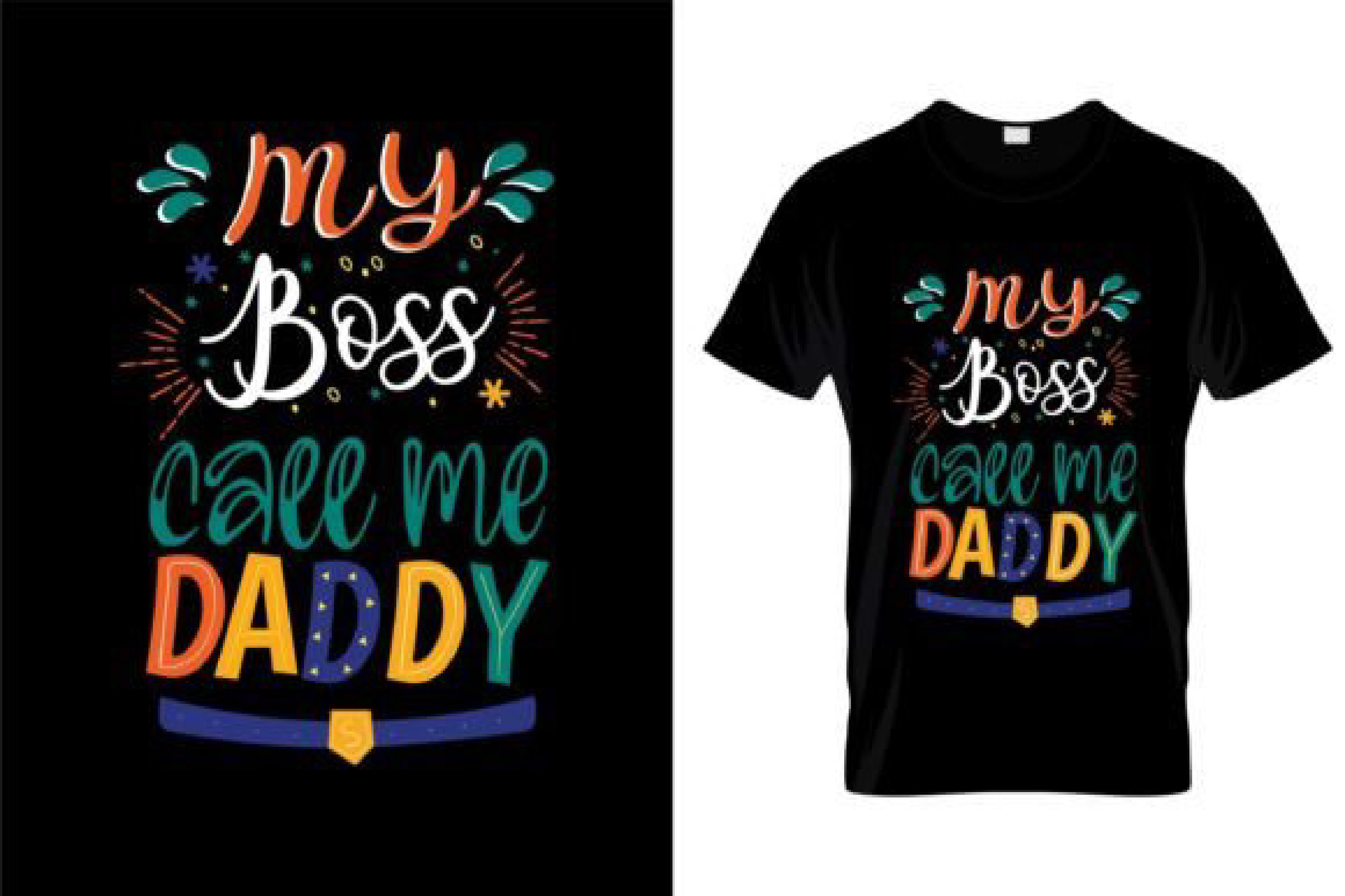 Picture of a black t-shirt with an enchanting print on the theme of fatherhood.