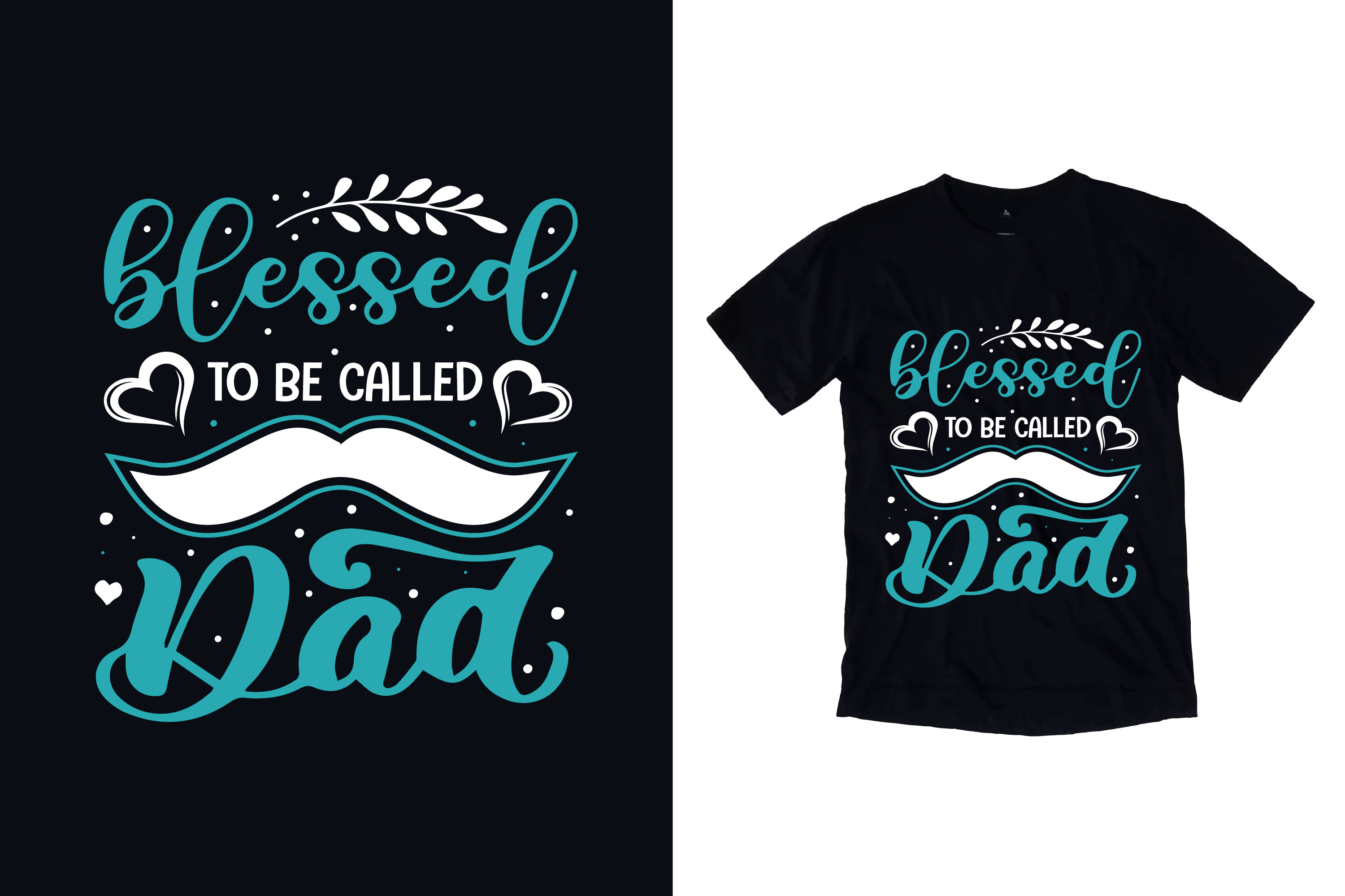 Image of a black t-shirt with a sophisticated print on the theme of paternity.