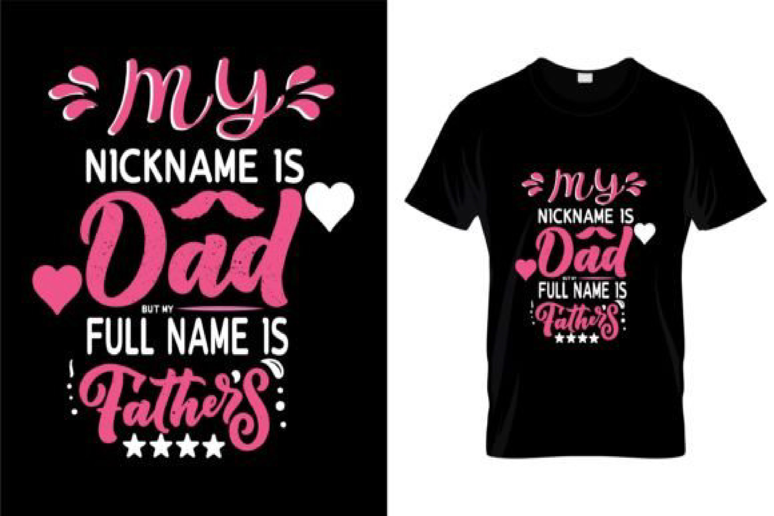 Image of a black t-shirt with a wonderful print on the theme of fatherhood.