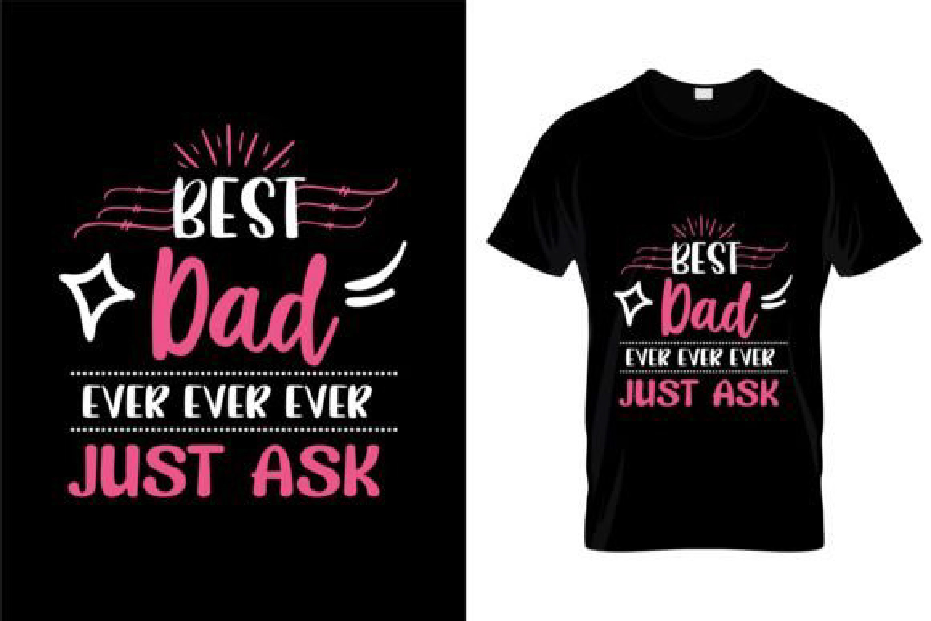 Image of a black t-shirt with a charming print on the theme of love for father.