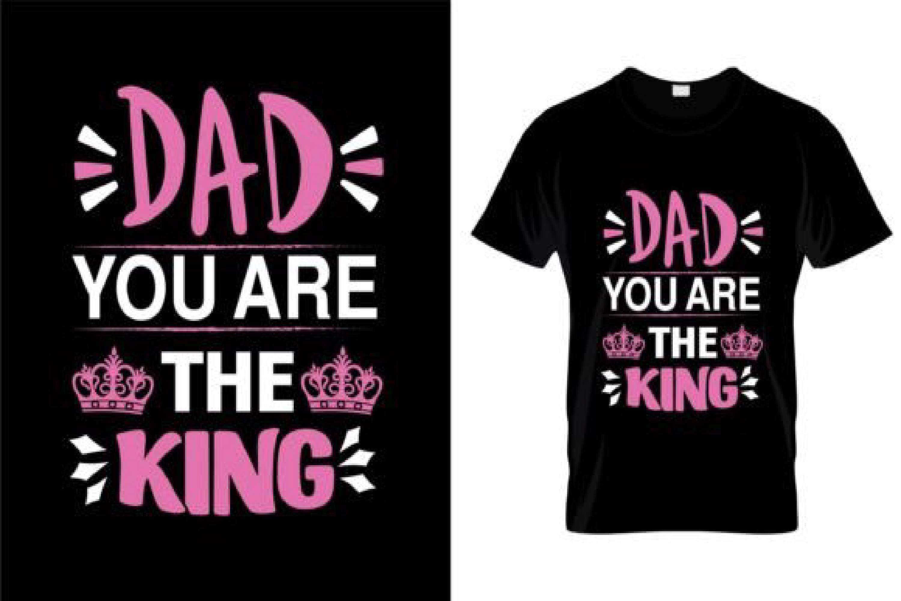 Image of a black t-shirt with a gorgeous print on the theme of love for your father.