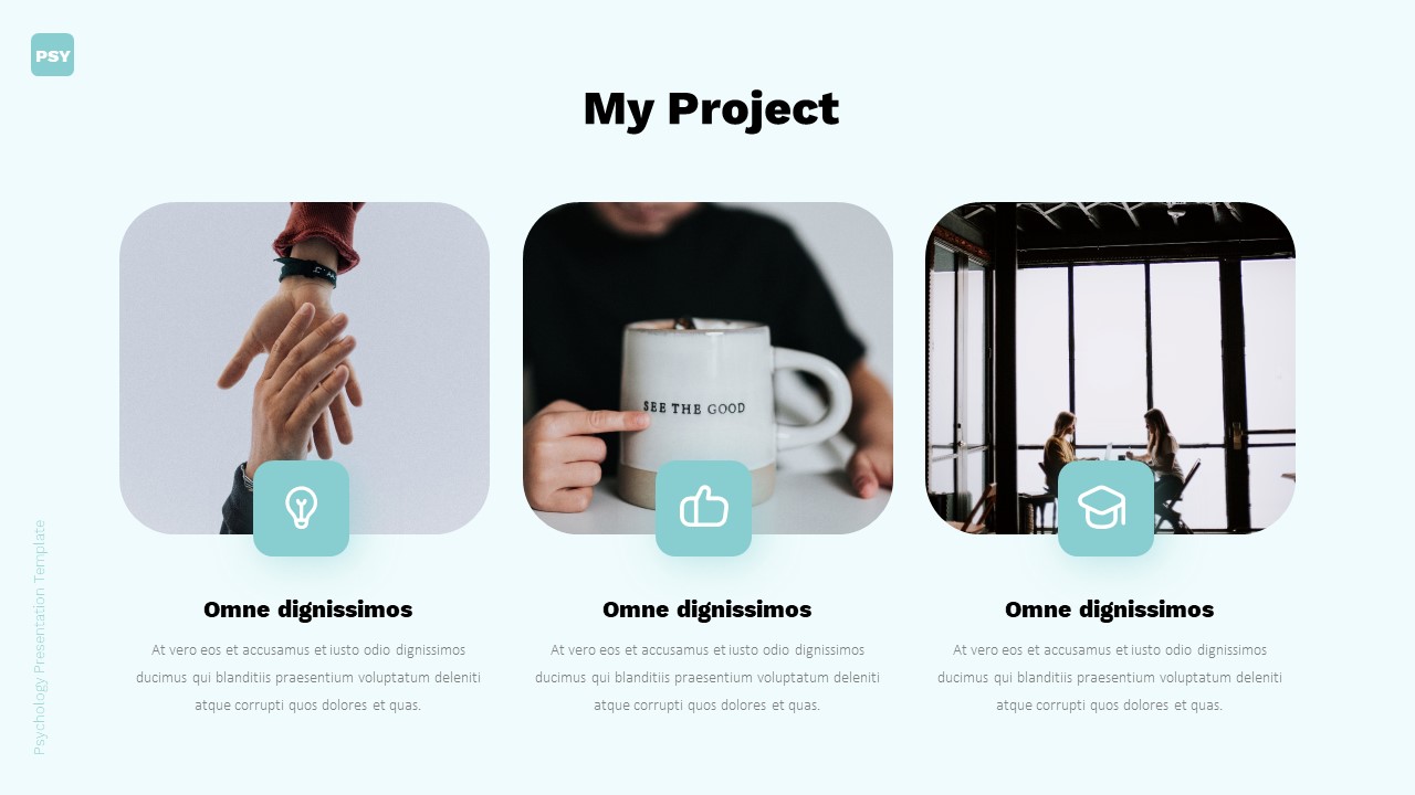 An example of a presentation slide titled "My project" on a mint background.