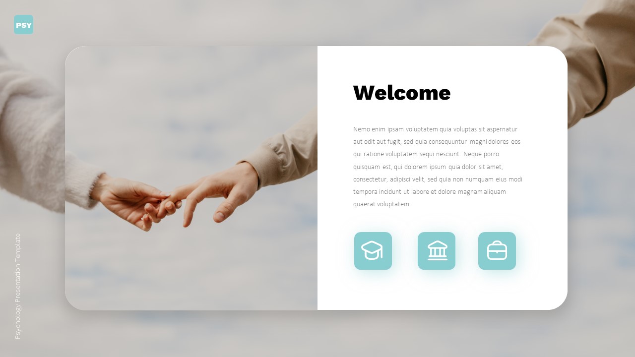 An example of a presentation slide titled "Welcome" on a white background.