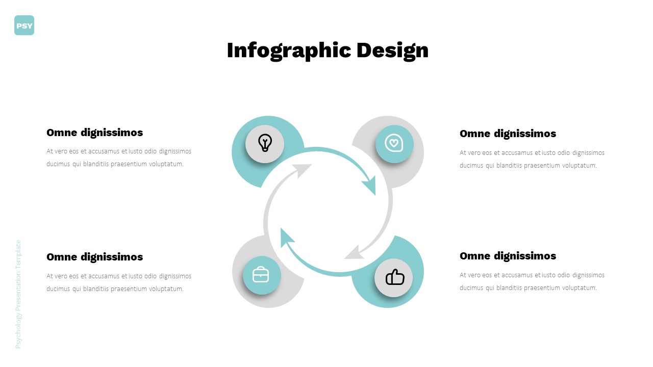 An example of a presentation slide titled "Infographic Design" on a white background.