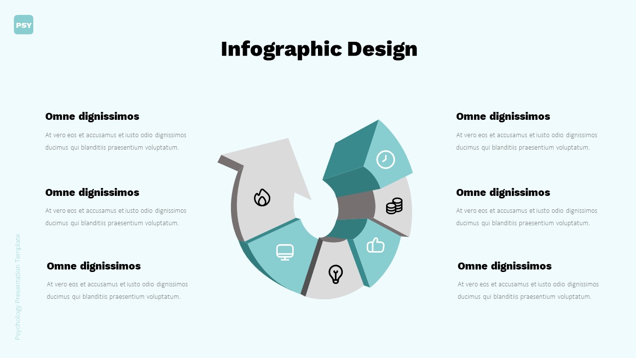 An example of a presentation slide titled "Infographic Design" on a mint background.