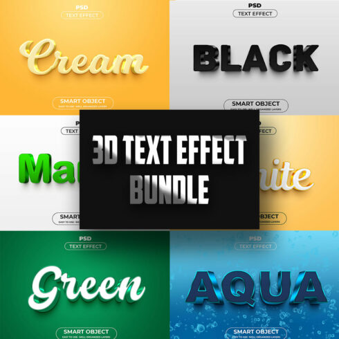 3D Text Effect Style Template Bundle cover image.