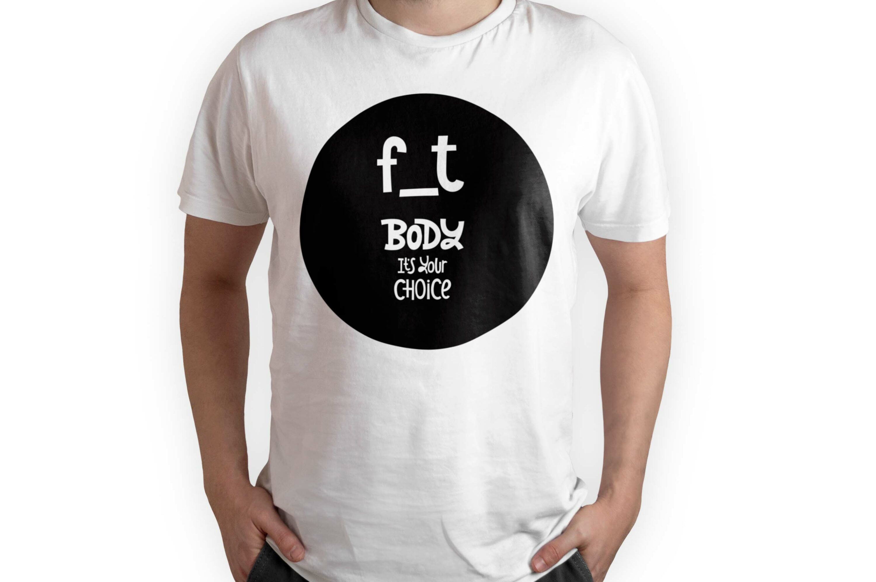 Bundle of 156 T-shirt Designs with Fitness Quotes, f_t body it's your choice in black circle.