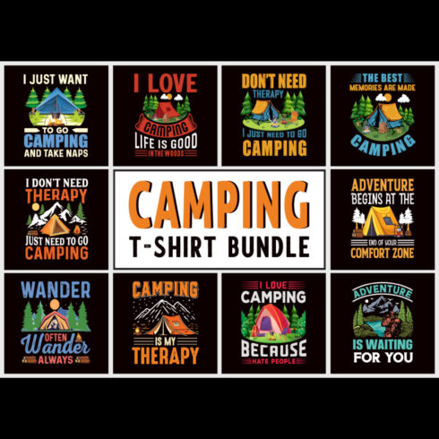 Camping T-Shirt Design Bundle cover image.