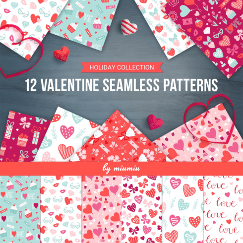 12 Valentine Seamless Patterns.