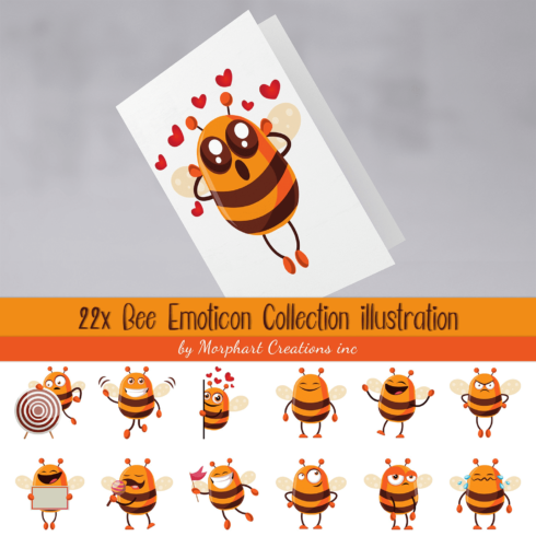 Cover with funny images of bees emoticons.