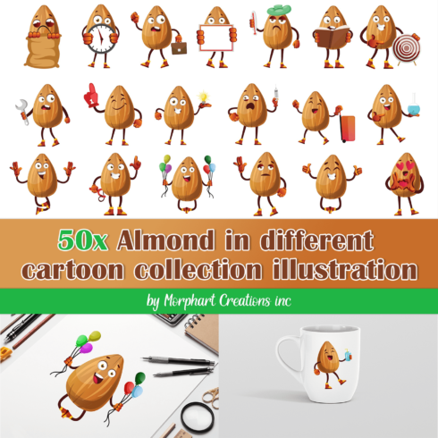 Cover with images of cartoon almond emoji.