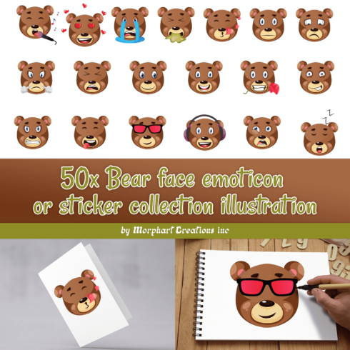 A selection of enchanting images of bear faces emoticons.