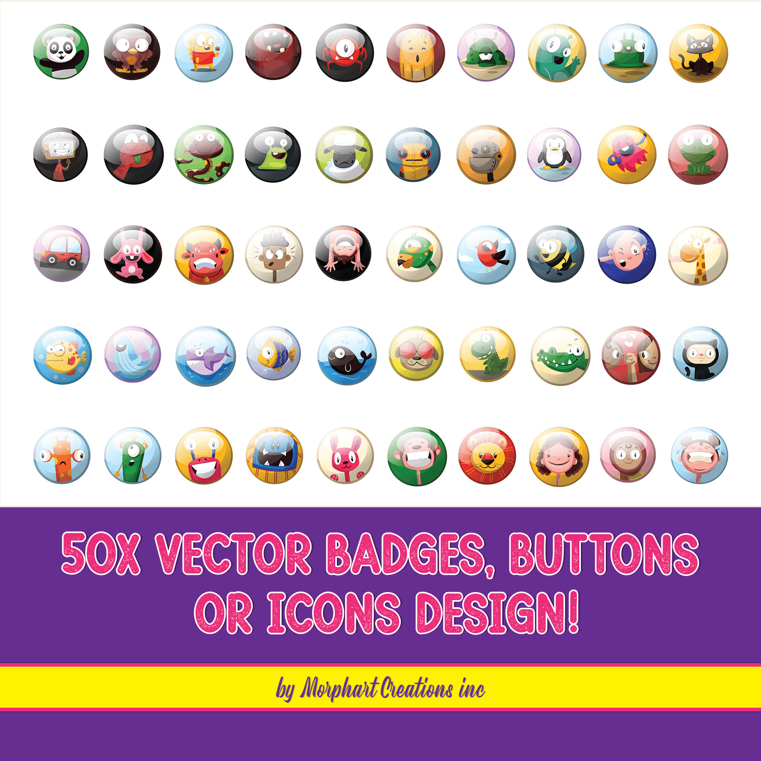 Pack of images of gorgeous cartoon icons.