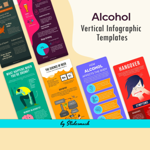 Alcohol Vertical Infographic Templates | Diagrams For PowerPoint, Illustrator, Keynote, Google Slides.