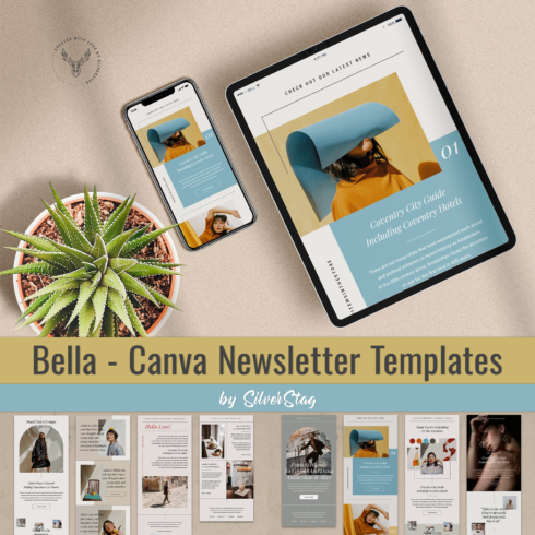 A selection of images of a beautiful newsletter template.