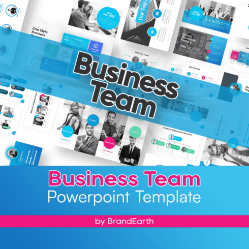 Collection of images of enchanting slides presentation template on the theme of the business team.