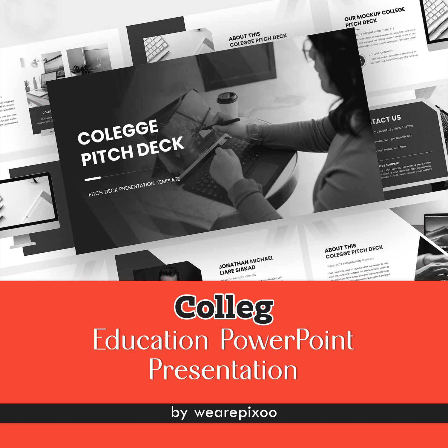 College Pitch Deck Powerpoint Template - main image preview.