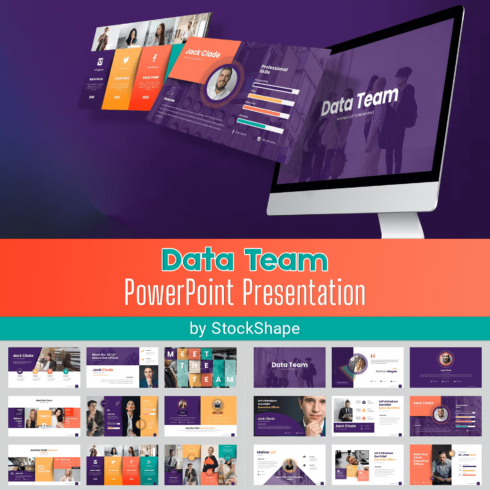 Pack of images of great data team presentation slides.