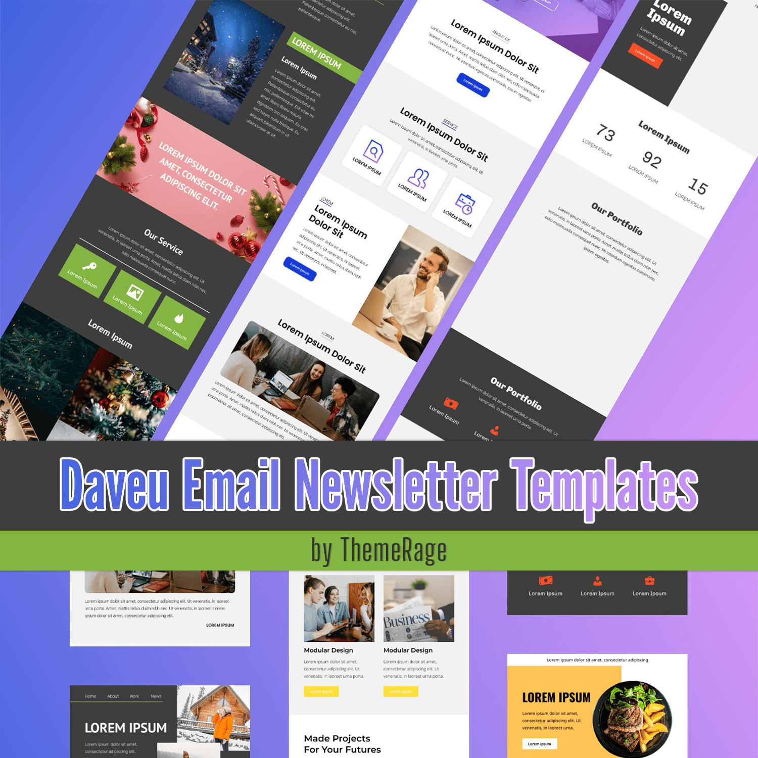 Collection of images of irresistible email design template.