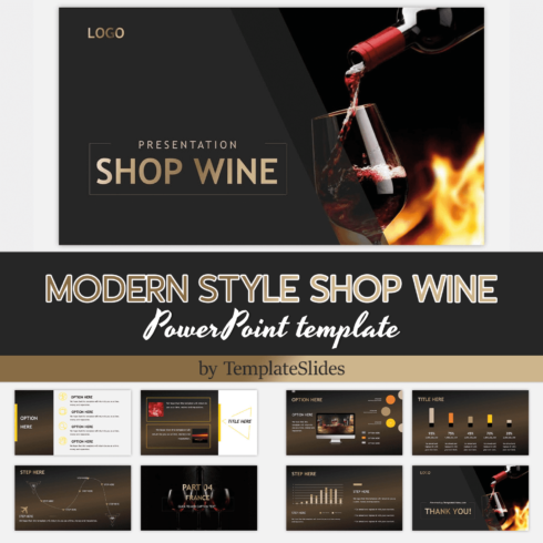 Modern Style Shop Wine PowerPoint Template.