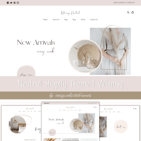 Neutral Shopify Theme | Whimsy - main image preview.