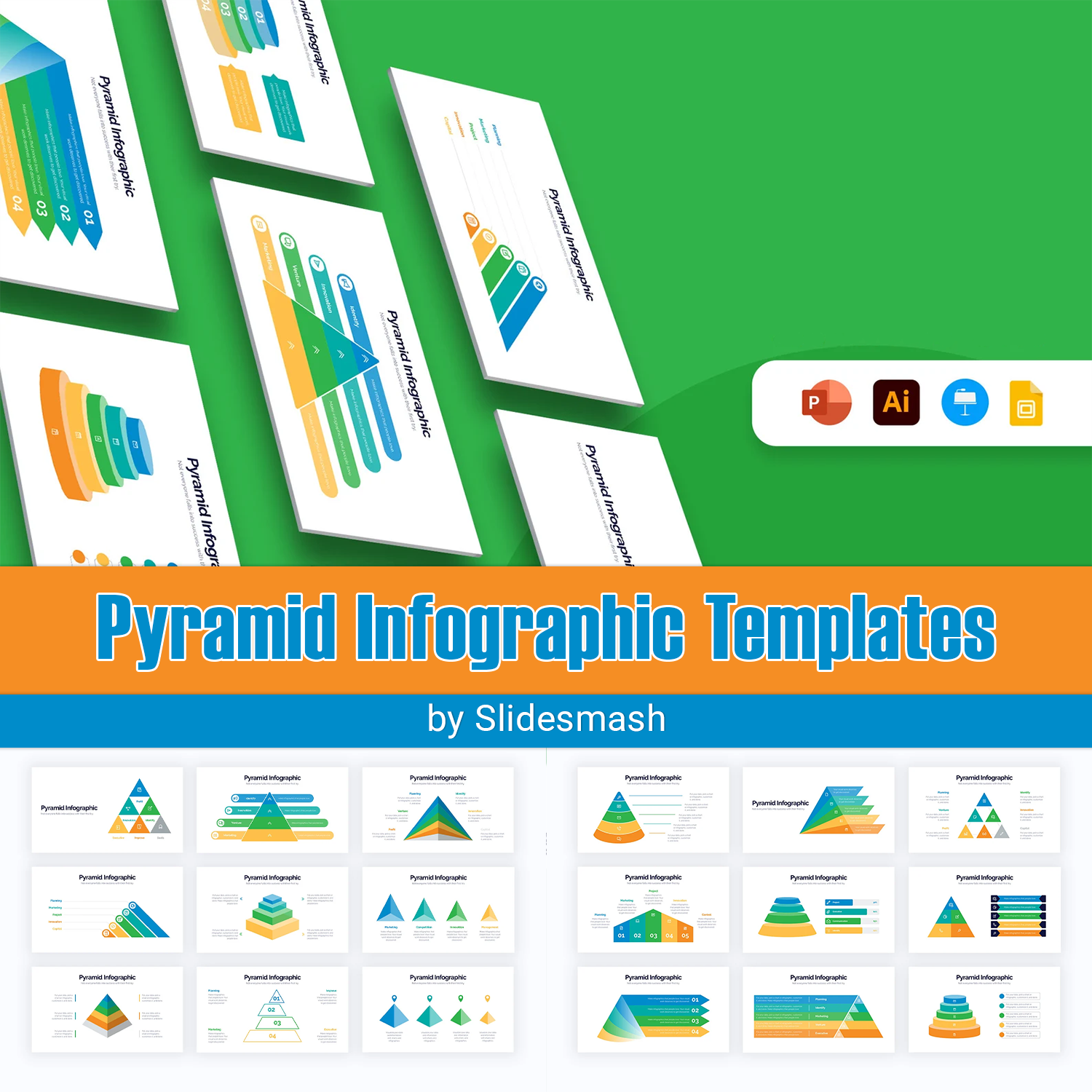 Pyramid Infographic Templates | Diagrams for PowerPoint, Illustrator, Keynote, Google Slides.