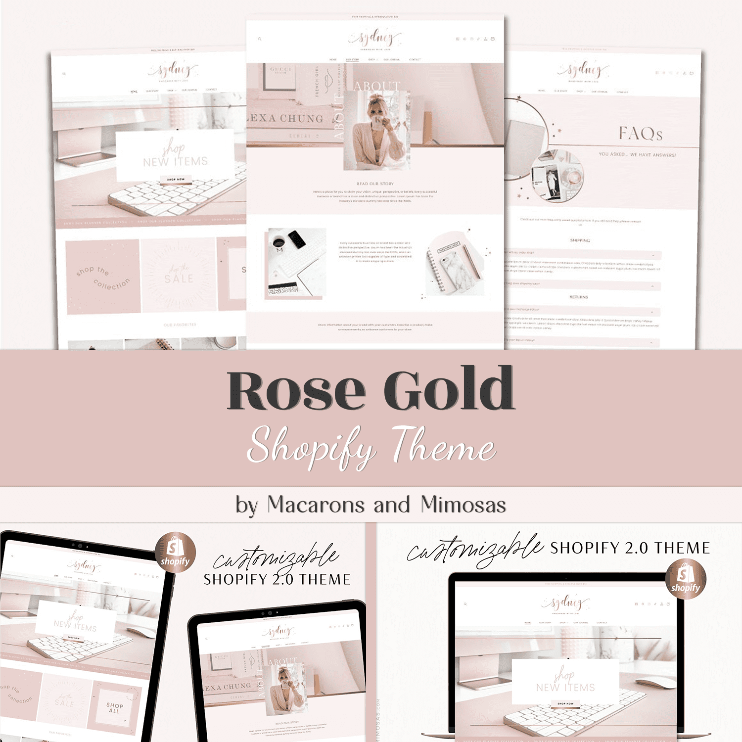 Rose Gold Shopify Theme - main image preview.