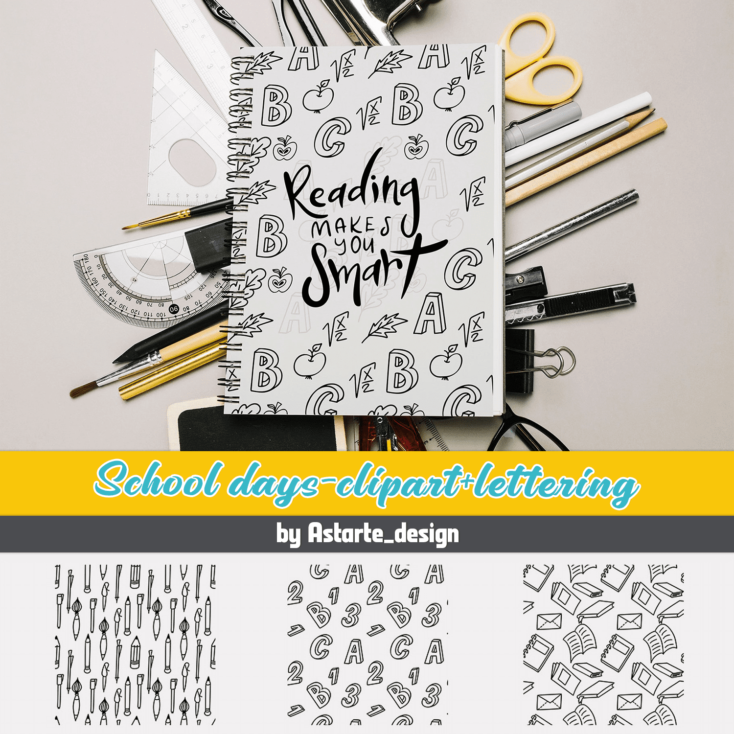 School days-clipart+lettering cover.