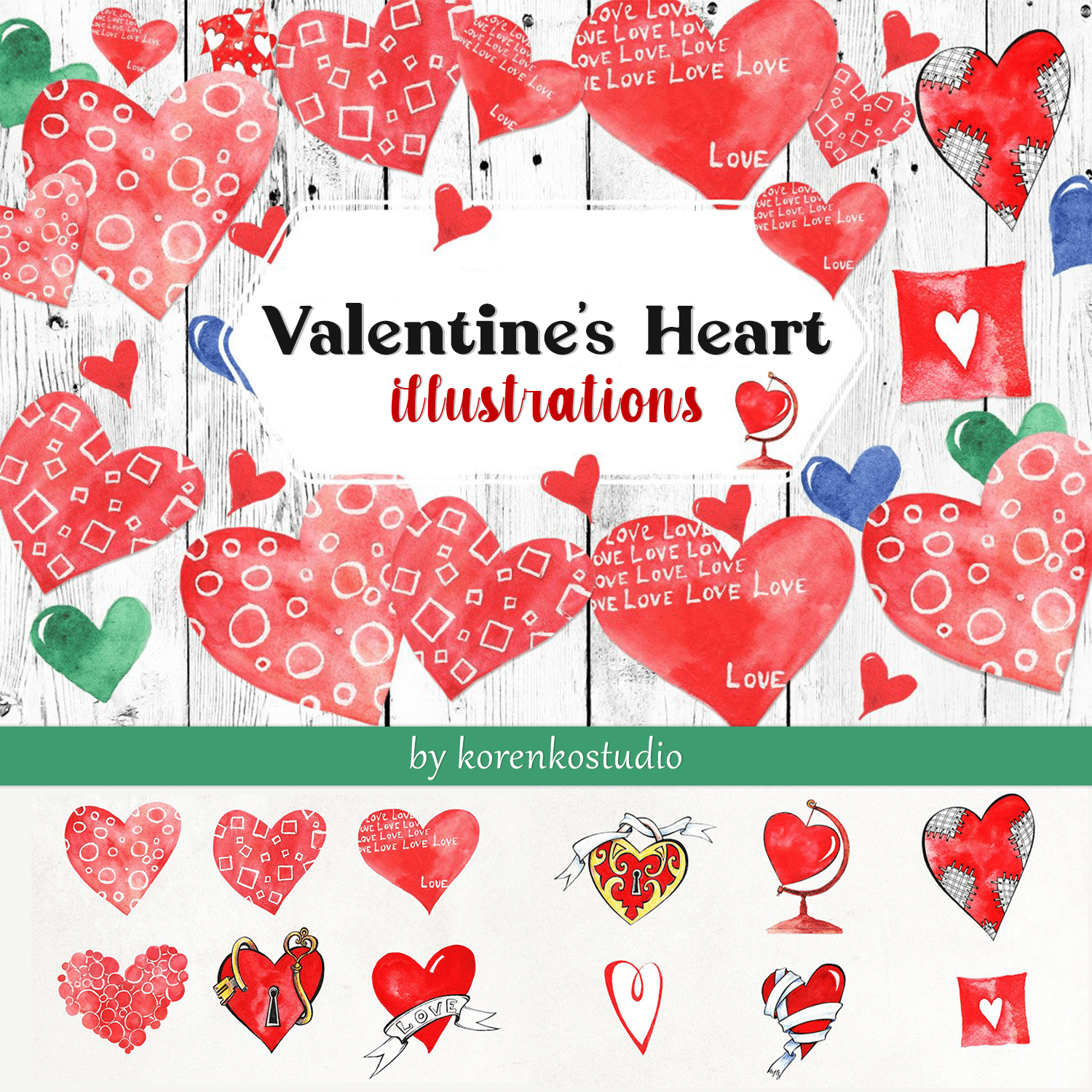 Valentine's Heart illustrations.