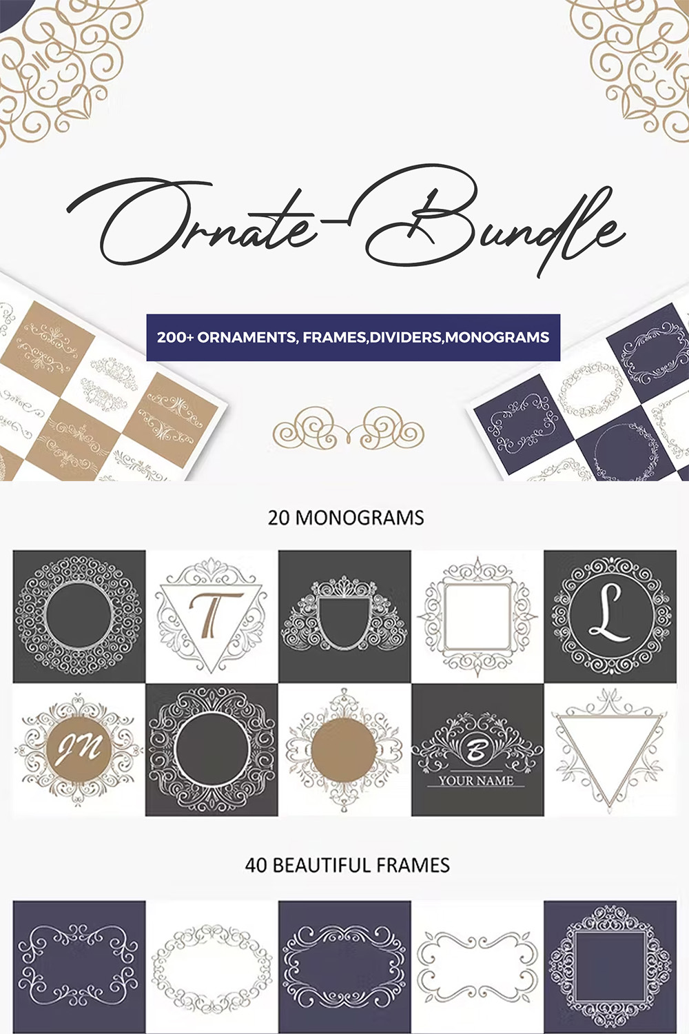 Ornate Branding and Logos Bundle pinterest image.