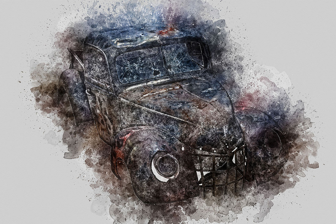 Bundle of 12 Vintage Classic Cars HQ Graphics with Grunge Style for web design.