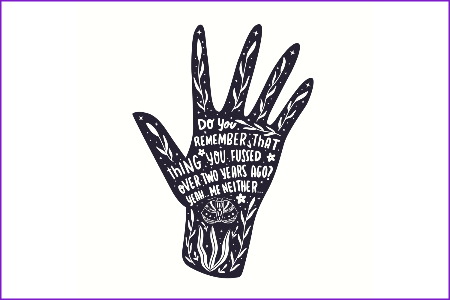 Drawn black hand with text and drawings in it.