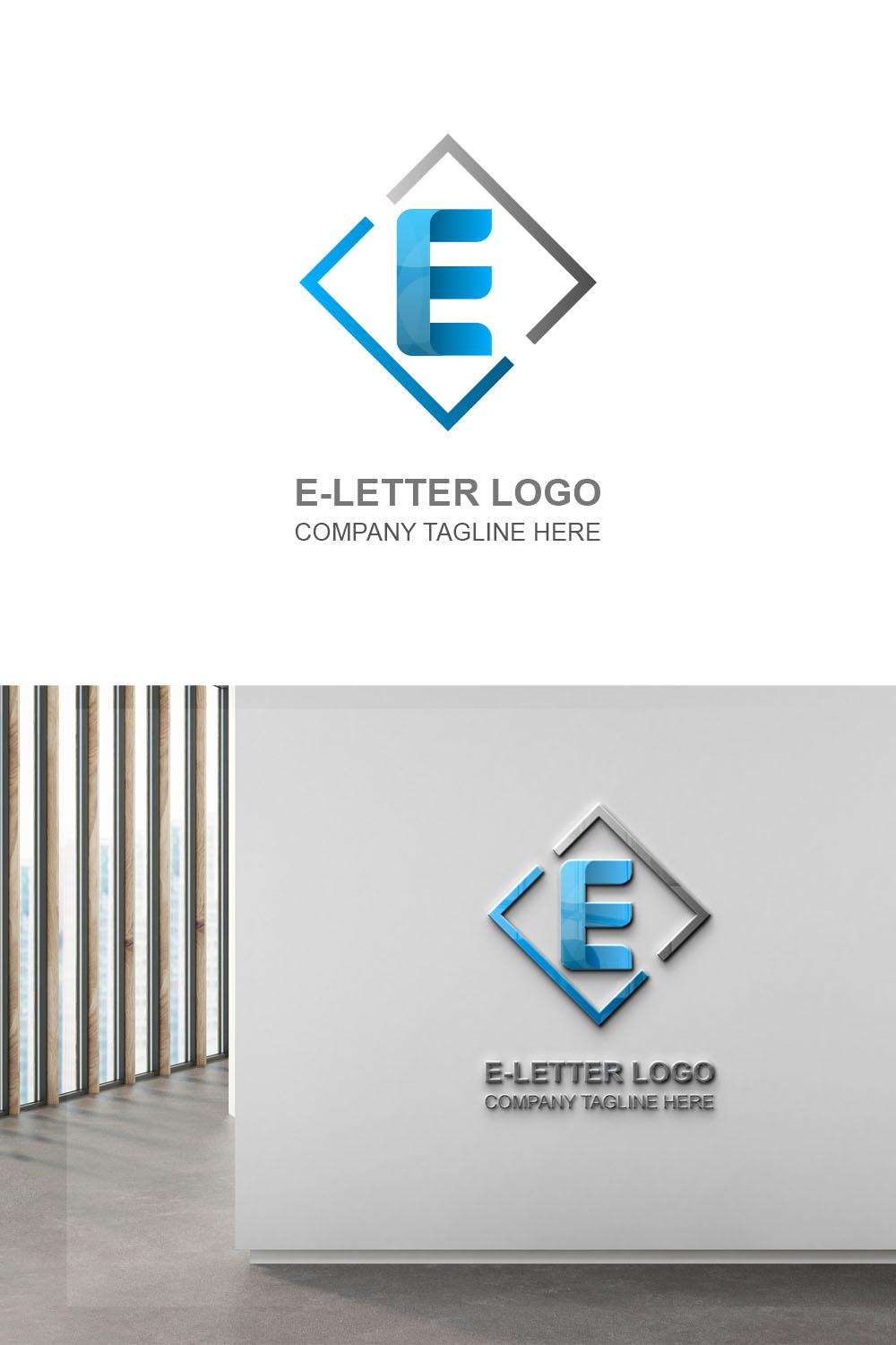 E Letter Logo Pinterest collage image.