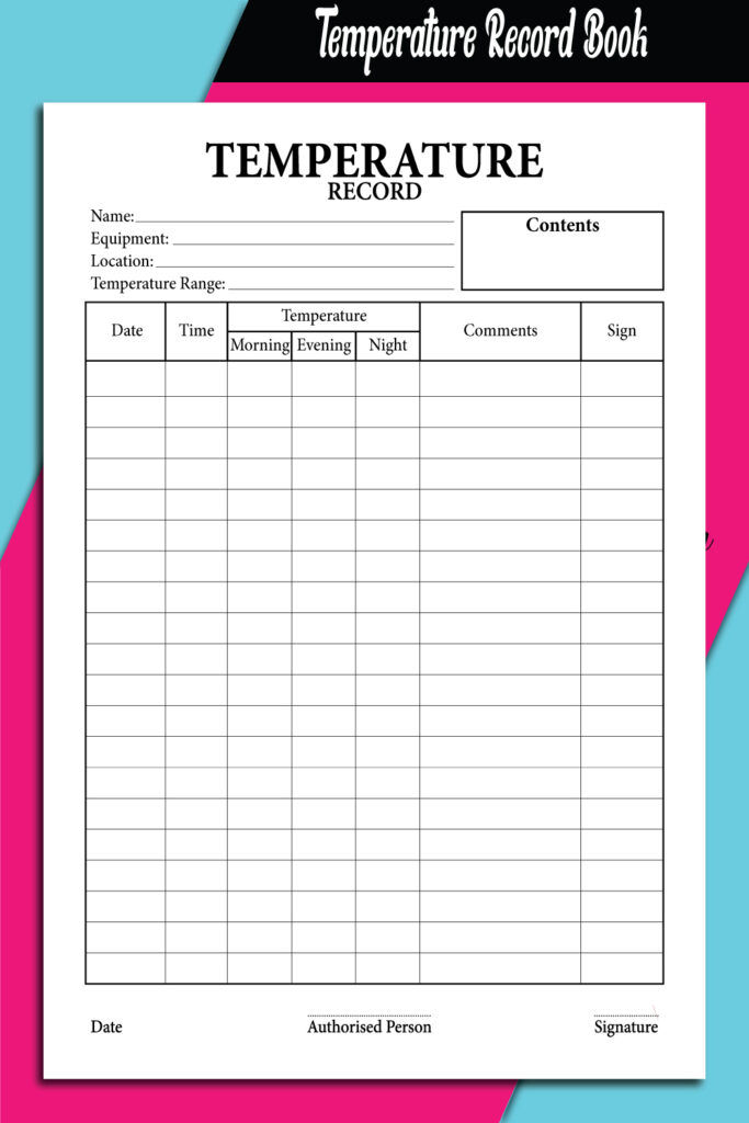 Temperature Log Book - KDP Interiors. - MasterBundles