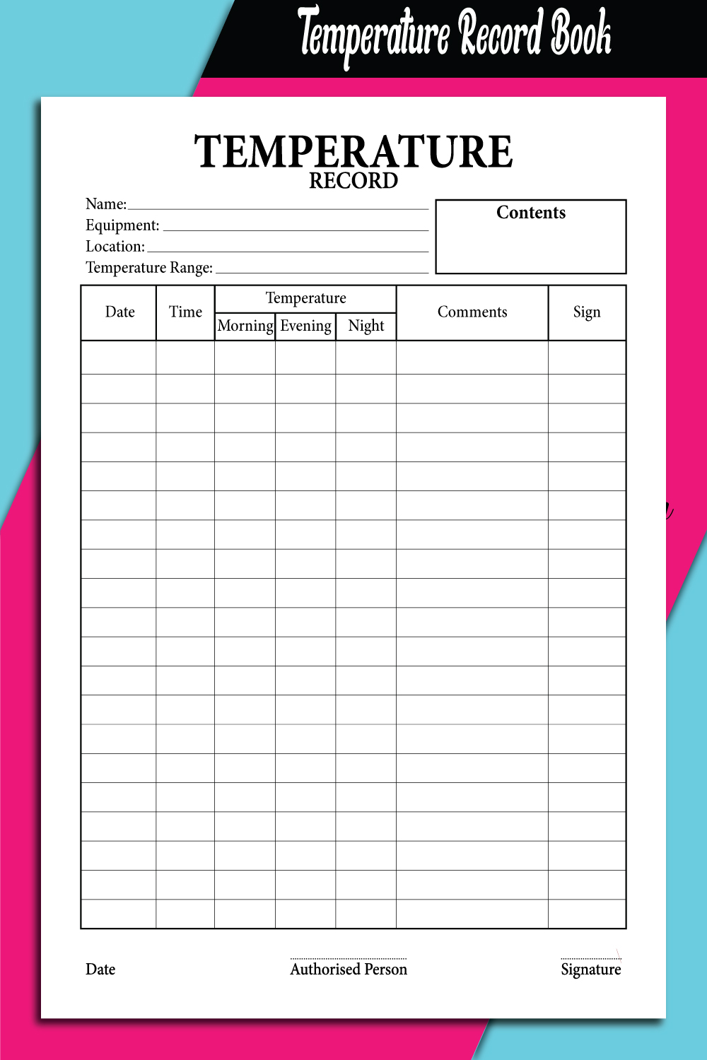 Temperature Log Book - KDP Interiors pinterest image.