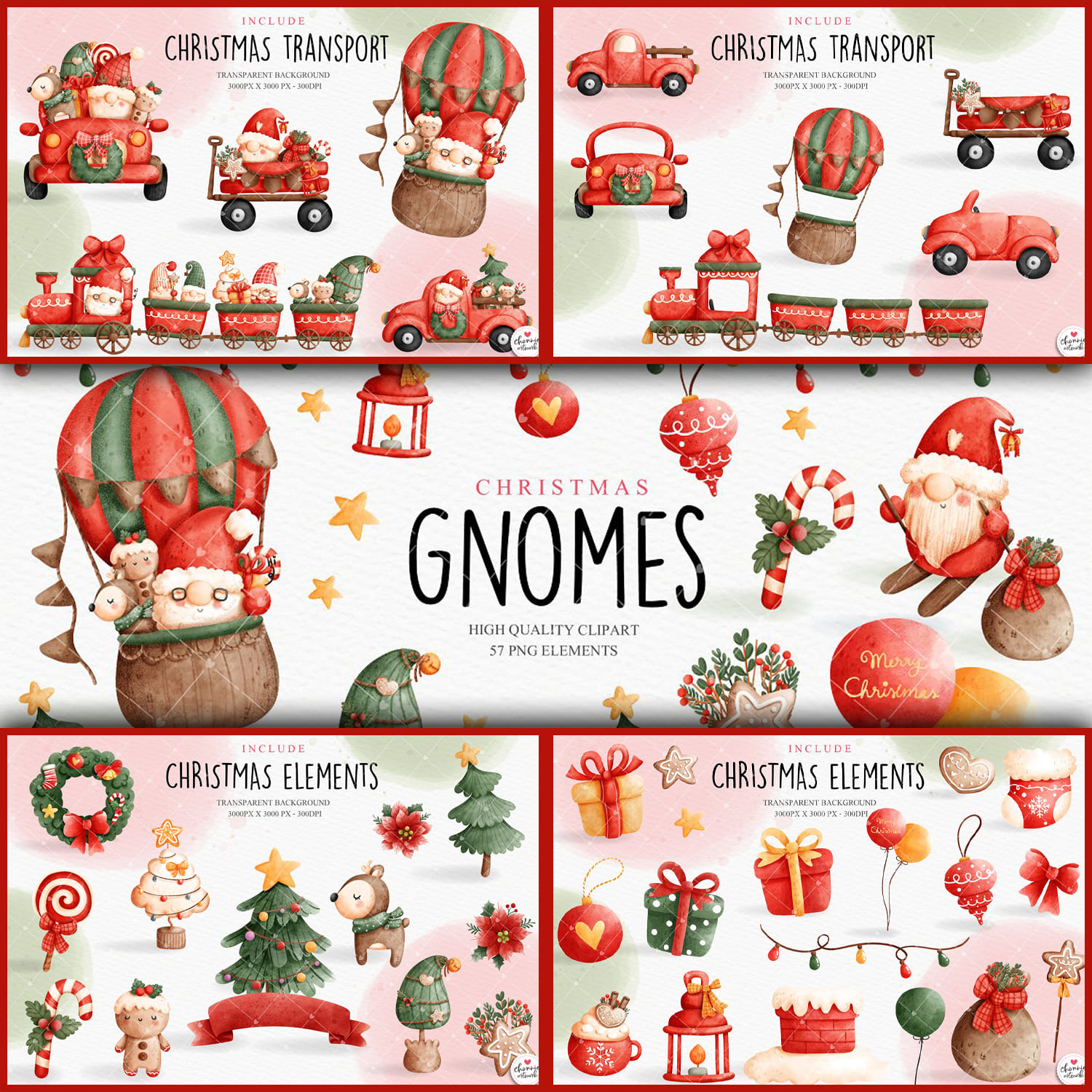 Christmas Gnome Clipart Cover.