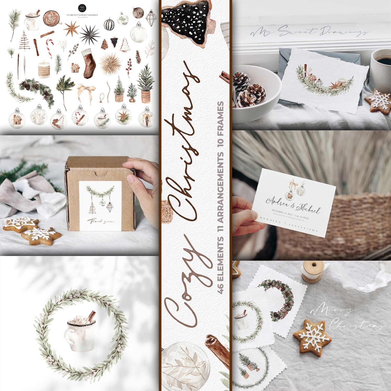 Watercolor Clipart - Cozy Christmas Cover.