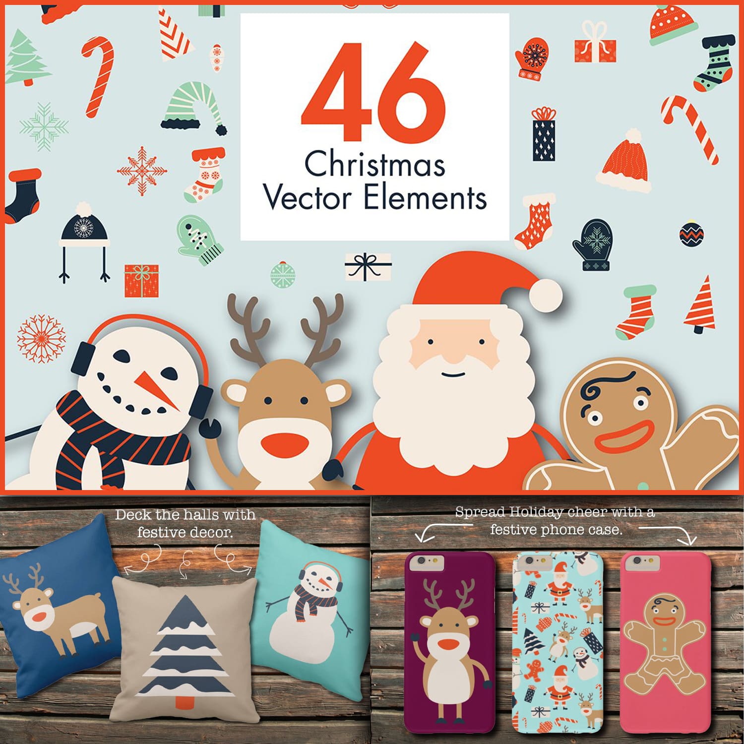 46 Christmas Elements & 3 Patterns cover.