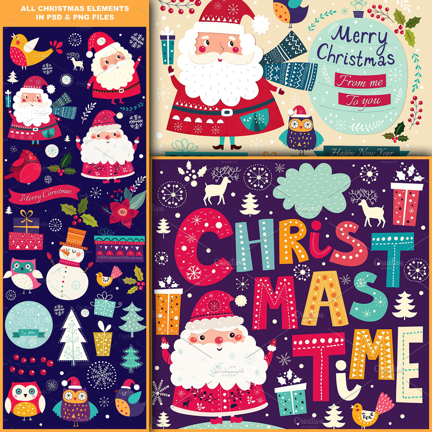 Illustrations with Santa Claus cover.