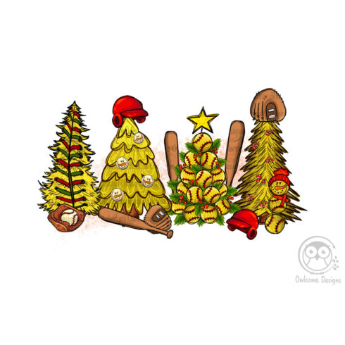 Softball Christmas Tree PNG Sublimation cover image.