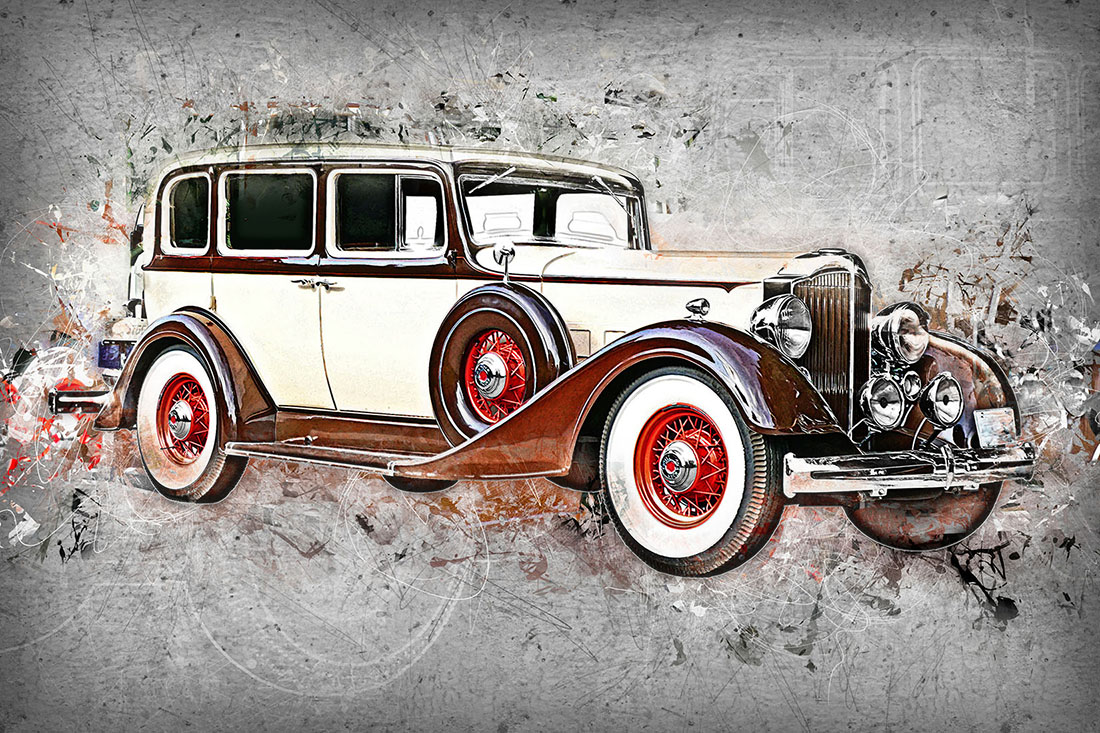 12 Vintage Classic Cars HQ Graphics with Grunge Style awesome car preview.