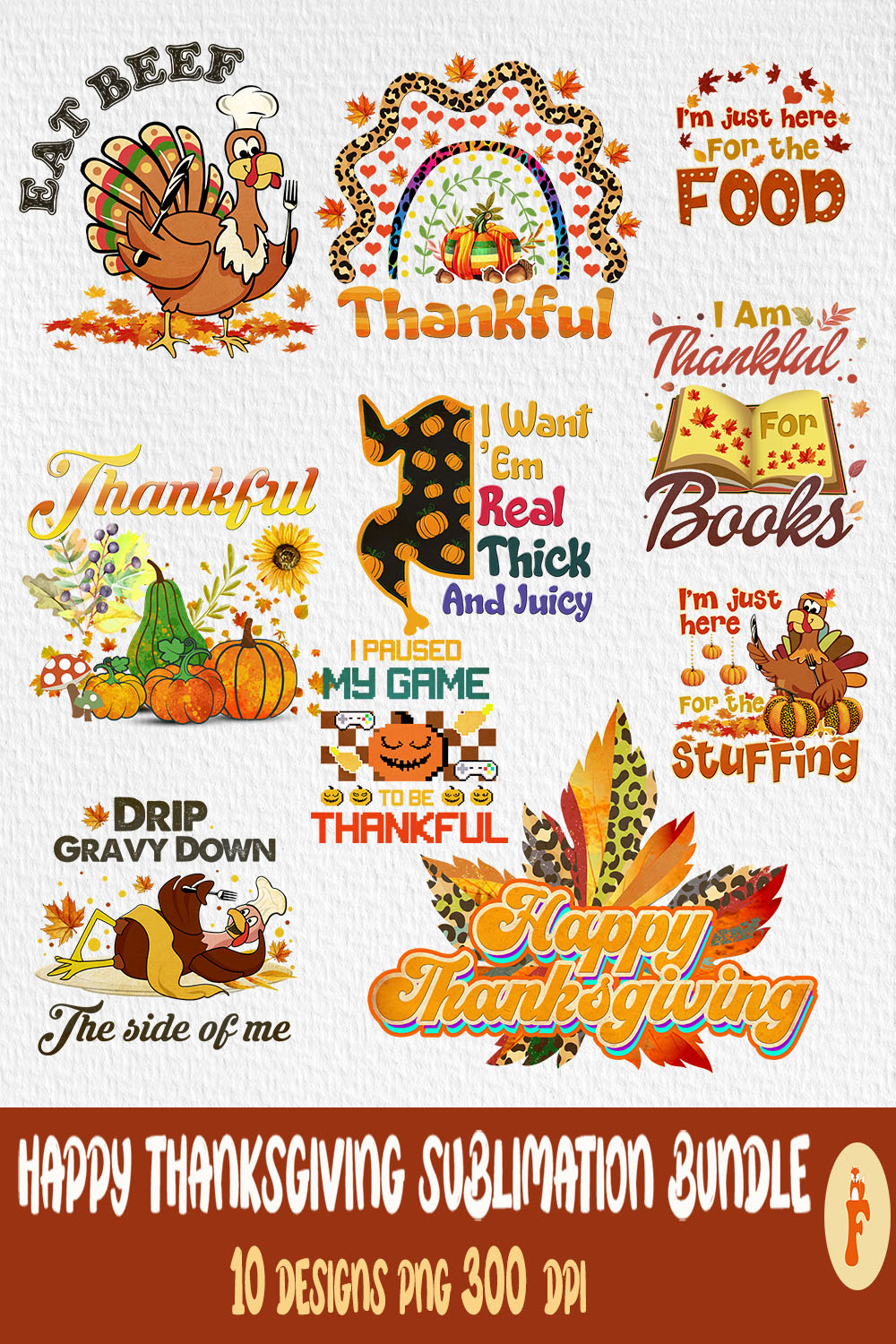 Best Happy Thanksgiving Sublimation T-Shirt Designs pinterest image.