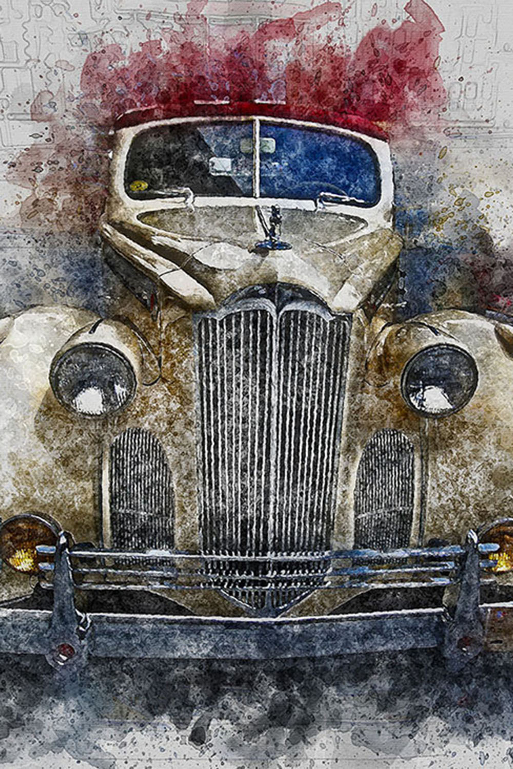 Bundle of 12 Vintage Classic Cars HQ Graphics with Grunge Style pinterest image.