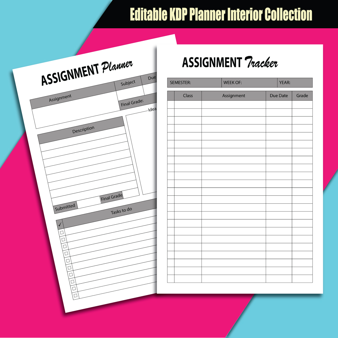 Editable KDP Planner Interior Collection preview image.
