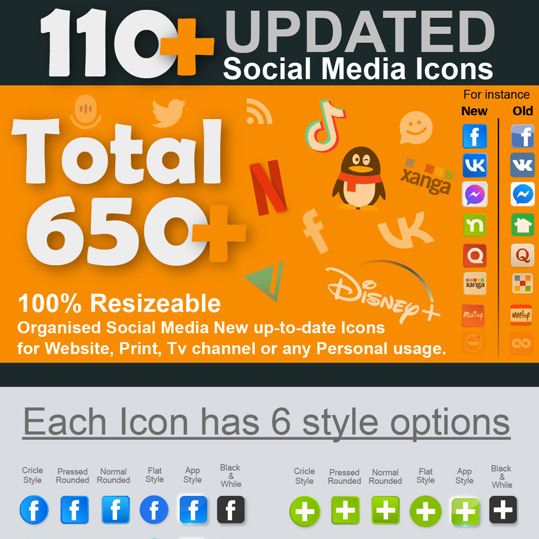 Social Media Updated Icon Set cover image.