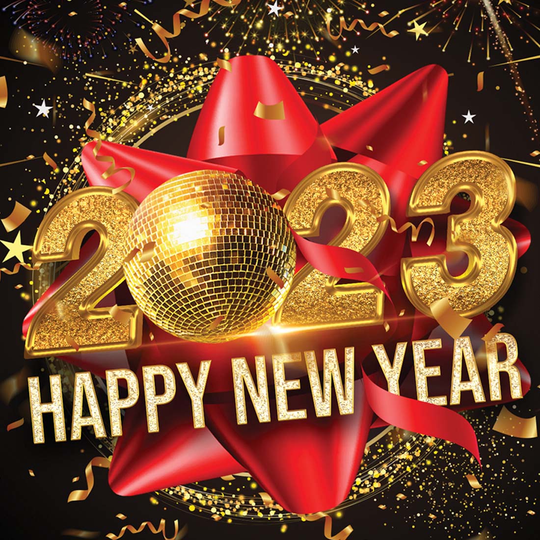 Happy New Year 2023 Flyer Graphics Logo cover image.