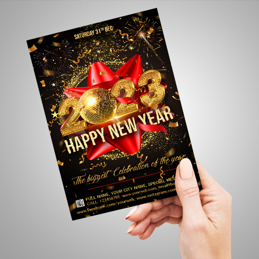Happy New Year 2023 Flyer Graphics Logo preview image.